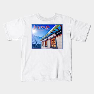 Visit Nepal, Khumbu and Everest poster Kids T-Shirt